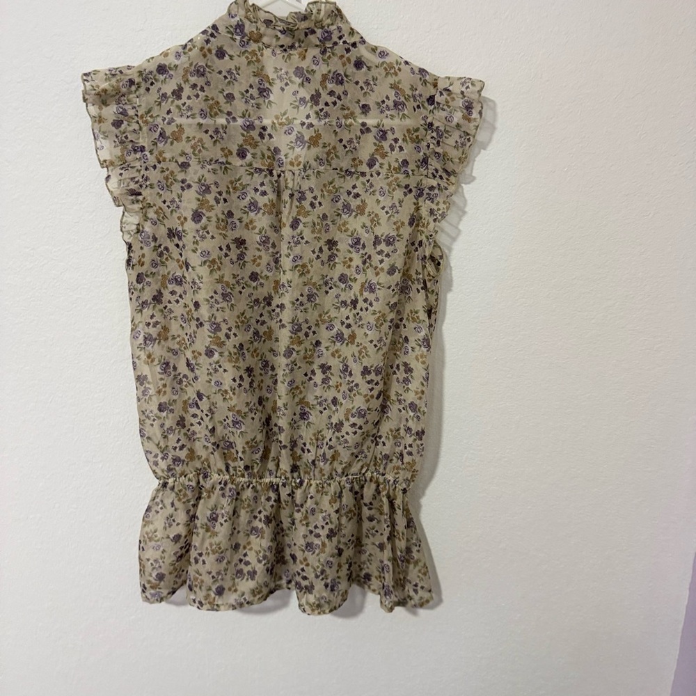Floral Blouse with Ruffle Details